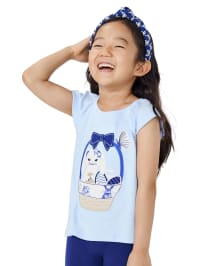 Girls Embroidered Basket Top - Blue Belle