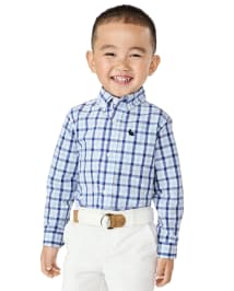 Chemise boutonnée à carreaux Dad And Me pour garçons - Bleu Belle