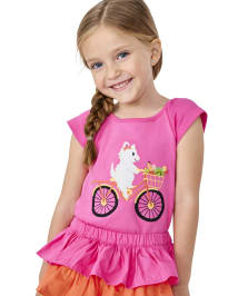 Haut à volants brodé pour vélo Fille - Fruits festifs