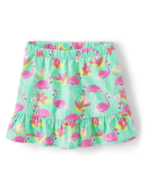 Girls Flamingo Ruffle Skort - Tropical Paradise