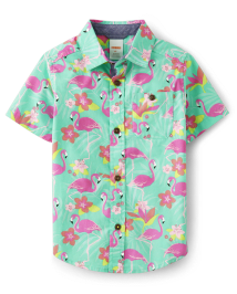 Chemise Boutonnée Flamingo Assortie Garçons Famille - Tropical Paradise