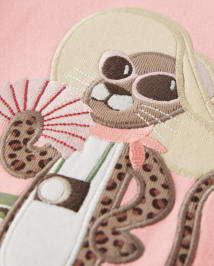 Girls Embroidered Leopard Tank Top - Safari