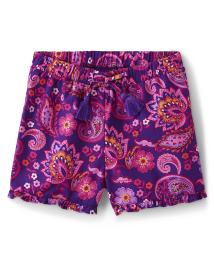 Short taille paperbag fille motif cachemire - Island Spice