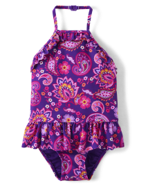 Girls Paisley Ruffle One Piece Swimsuit - Splish-Splash