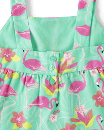 Girls Flamingo Ruffle Tank Top - Tropical Paradise