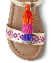 Girls Embroidered Tassel Sandals Island Spice SOFT GOLD Gymboree CA