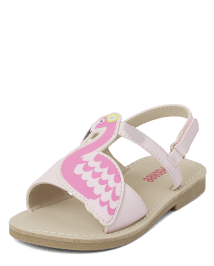 Girls Applique Flamingo Sandals - Tropical Paradise