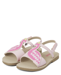 Girls Applique Flamingo Sandals - Tropical Paradise