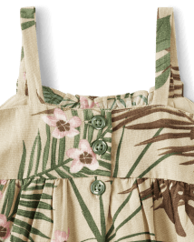 Baby Girls Matching Family Palm Ruffle Dress - Safari