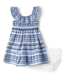Baby Girls Matching Family Striped Ruffle Dress - Sandy Shores