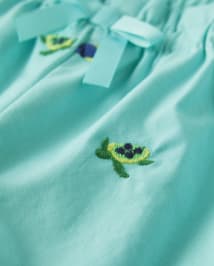 Short taille haute à imprimé tortue Fille Schiffli - Sauvez les mers