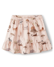 Girls Animal Ruffle Skort - Safari