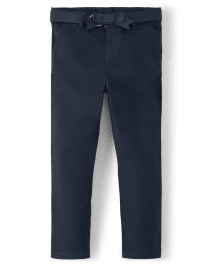 Girls Wrinkle-Resistant Belted Chino Pants - Uniform