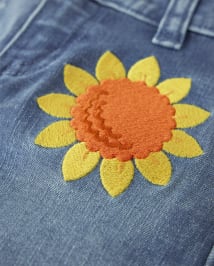 Girls Applique Sunflower Bootcut Jeans - Happy Harvest