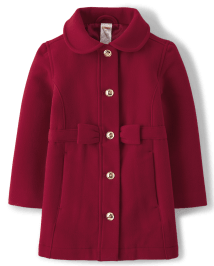 Girls Long Sleeve Bow Melton Dressy Coat A Royal Christmas