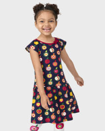 Girls Apple Ponte Peplum Dress - Apple Orchard