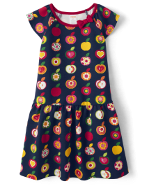 Girls Apple Ponte Peplum Dress - Apple Orchard