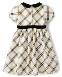 Girls Plaid Dupioni Peter Pan Dress - Winter Wonderland