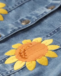 Fille Applique Tournesol Denim Veste - Happy Harvest