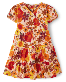 Girls Mommy And Me Floral Flannel Tiered Dress - Happy Harvest