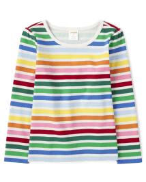 Girls Rainbow Striped Top - Very Merry