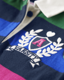 Robe polo à rayures style universitaire pour fille - Prep School