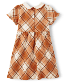Girls Plaid Twill Peter Pan Dress - Lil' Pumpkin