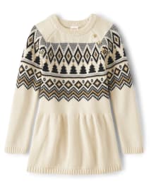 Girls Intarsia Fairisle Sweater Dress - Winter Wonderland