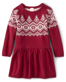 Girls Intarsia Snowflake Fairisle Sweater Dress - A Royal Christmas
