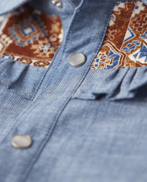 Chemise Fille Flutter Chambray à boutons-pression sur le devant - Montana Mountain