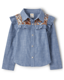 Chemise Fille Flutter Chambray à boutons-pression sur le devant - Montana Mountain