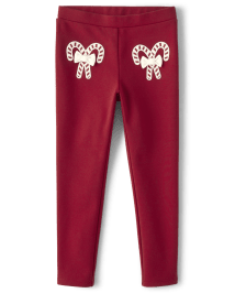 Girls Applique Candy Canes Ponte Jeggings - A Royal Christmas