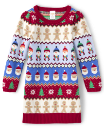 Robe pull jacquard Fille de Noël - Très Joyeux