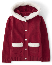Cardigan à capuche en fausse fourrure pour filles - Un Noël royal