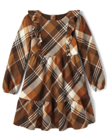 Girls Plaid Twill Tiered Dress - Montana Mountain