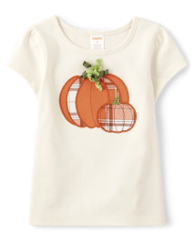 Girls Embroidered Pumpkin Top - Lil' Pumpkin