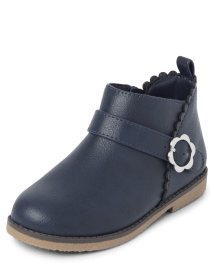 Girls Flower Buckle Booties