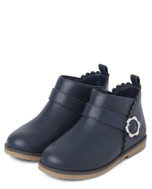 Girls Flower Buckle Booties