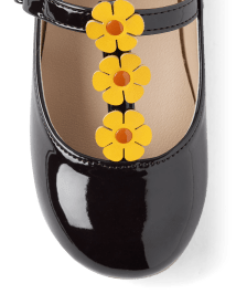 Girls Floral T-Strap Ballet Flats - Happy Harvest