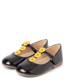 Girls Floral T-Strap Ballet Flats - Happy Harvest