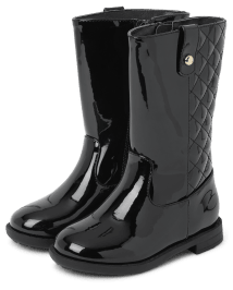Girls Tall Riding Faux Patent Leather Boots | Gymboree CA - BLACK