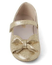 Girls Bow Glitter Faux Leather Ballet Flats | Gymboree CA - GOLD