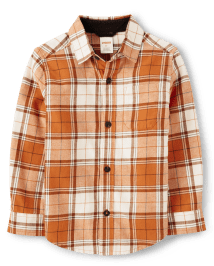 Boys Plaid Twill Button Up Shirt - Lil' Pumpkin