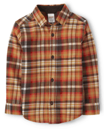 Boys Dad And Me Plaid Twill Button Up Shirt - Happy Harvest