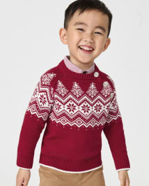 Boys Long Raglan Sleeve Snowflake Fairisle Sweater A Royal