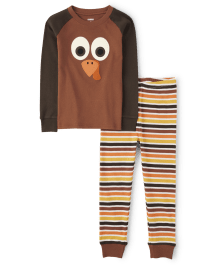 Pyjama ajusté en coton avec broderie de dinde pour enfants - Gymmies