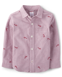 Chemise Oxford boutonnée à motif canne à sucre brodée pour garçon - A Royal de Noël