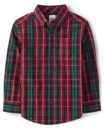 Chemise boutonnée en popeline assortie à carreaux Garçons Famille - A Royal de Noël
