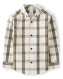 Boys Plaid Poplin Button Down Shirt - Holiday Express
