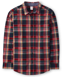 Chemise boutonnée en popeline assortie à carreaux pour hommes - Apple Orchard